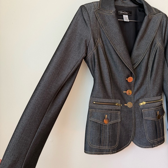 Y2K Cache Contour Collection Dark Gray Tailored Blazer Jacket & Pants Suit Sz 6 - Picture 4 of 16